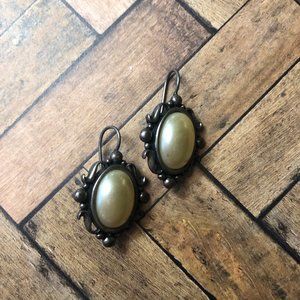 Vintage Mexican Style Sterling Silver & Pearl Earrings